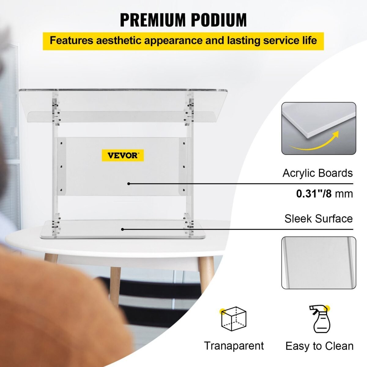 VEVOR Tabletop Acrylic Podium 19.5" Tall - Image 11