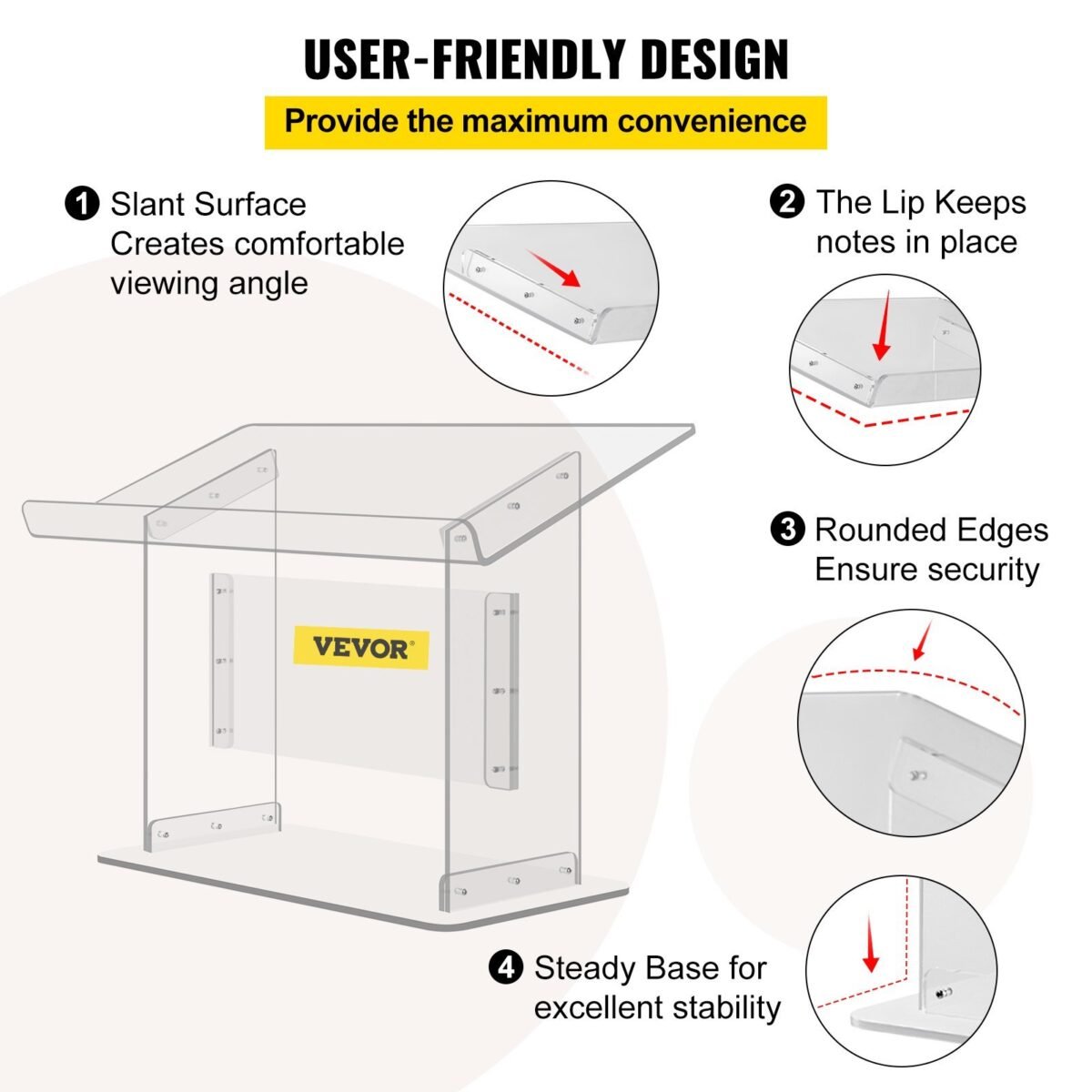 VEVOR Tabletop Acrylic Podium 19.5" Tall - Image 10