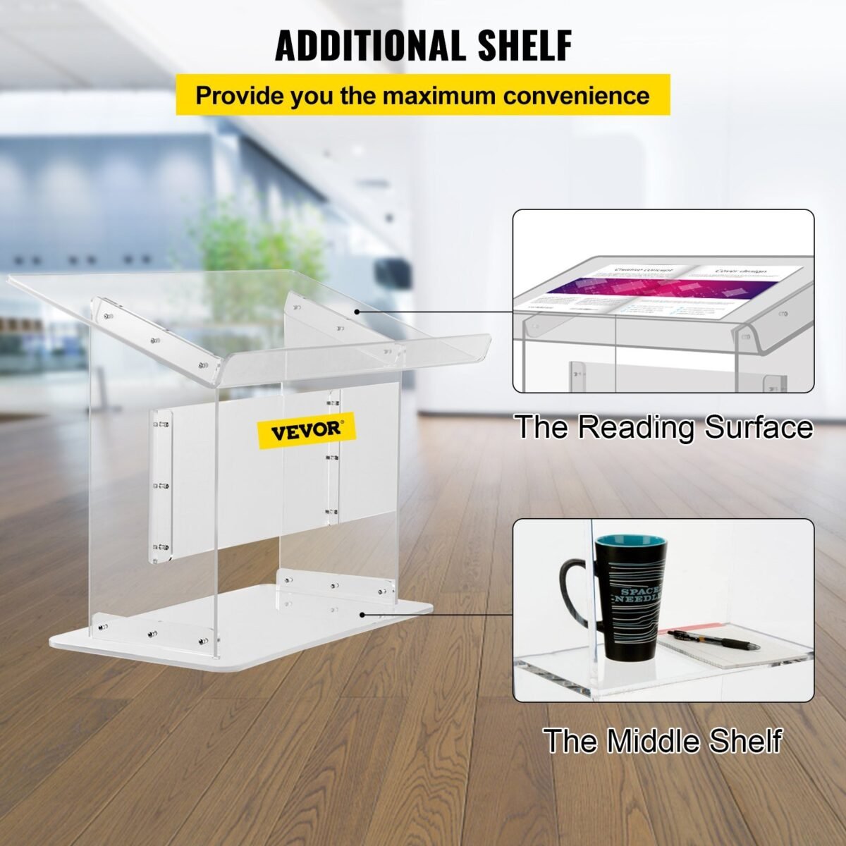VEVOR Tabletop Acrylic Podium 19.5" Tall - Image 9