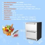 VEVOR BC-145WS 24" Undercounter Refrigerator, 2 Drawer Built-in Beverage Refrigerator - Image 7