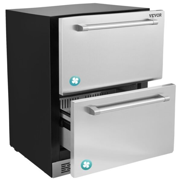 VEVOR BC-145WS 24" Undercounter Refrigerator, 2 Drawer Built-in Beverage Refrigerator