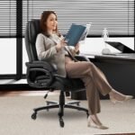 VEVOR HC-2851 Executive Office Chair, 500lbs Capacity with Adjustable Lumbar Support, High Back PU Leather Office Chair Ergonomic for Back Pain, Black - Image 6