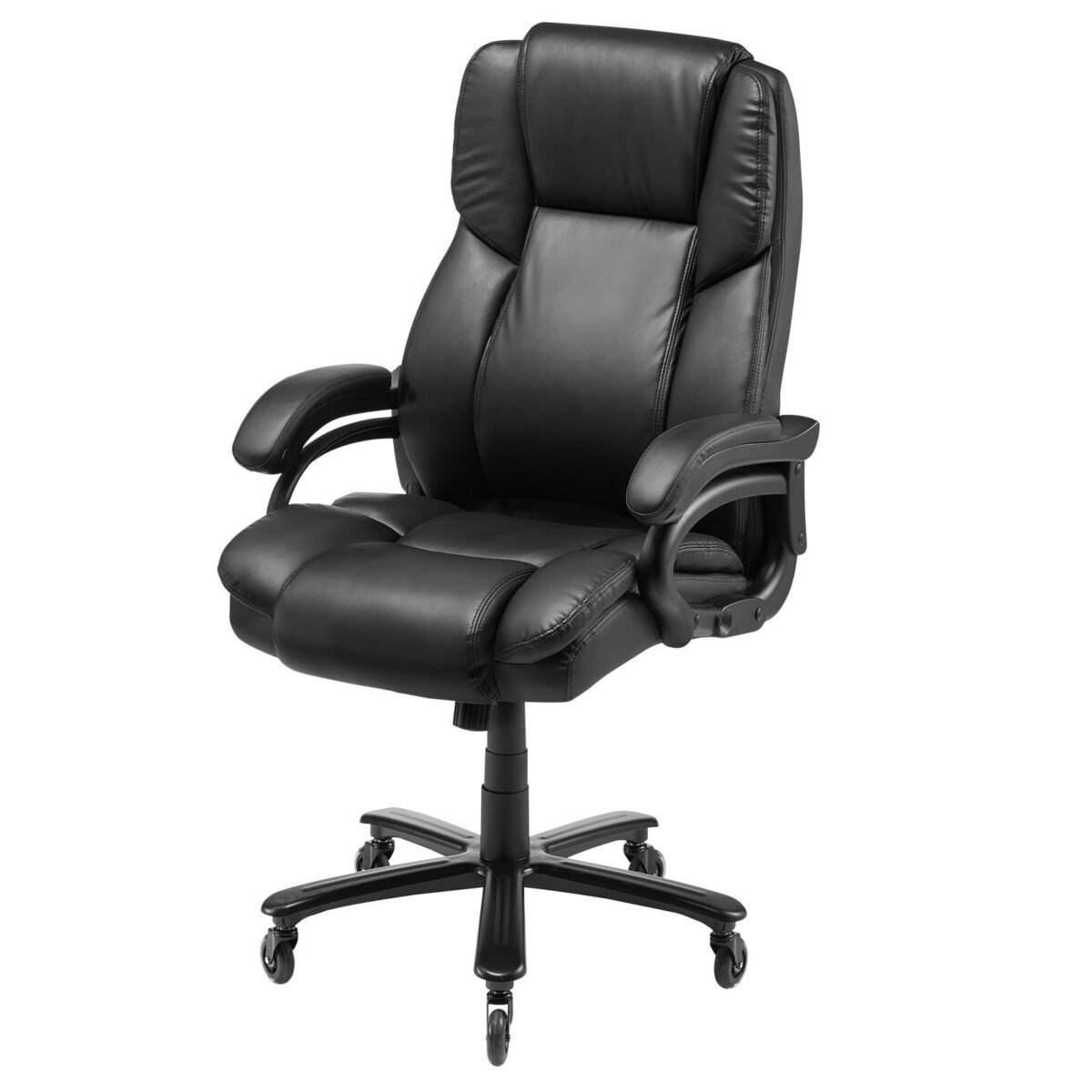 VEVOR HC-2851 Executive Office Chair, 500lbs Capacity with Adjustable Lumbar Support, High Back PU Leather Office Chair Ergonomic for Back Pain, Black - Image 3