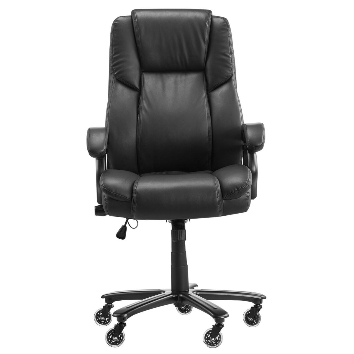 VEVOR HC-2851 Executive Office Chair, 500lbs Capacity with Adjustable Lumbar Support, High Back PU Leather Office Chair Ergonomic for Back Pain, Black - Image 2