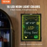 VEVOR A34 Wall-mounted 3040 LED Message Writing Board, 16"x12" Illuminated Erasable Lighted Chalkboard, Neon Effect Menu Sign Board, Drawing Board with 8 Fluorescent Chalk Markers and Remote Control, for Home Wedding Shop - Image 12