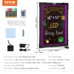 VEVOR A34 Wall-mounted 3040 LED Message Writing Board, 16"x12" Illuminated Erasable Lighted Chalkboard, Neon Effect Menu Sign Board, Drawing Board with 8 Fluorescent Chalk Markers and Remote Control, for Home Wedding Shop - Image 7