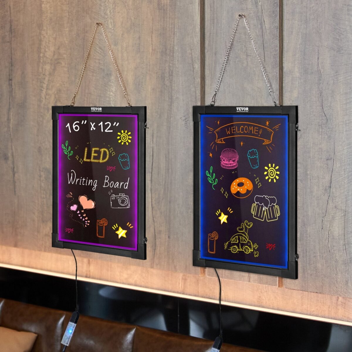 VEVOR A34 Wall-mounted 3040 LED Message Writing Board, 16"x12" Illuminated Erasable Lighted Chalkboard, Neon Effect Menu Sign Board, Drawing Board with 8 Fluorescent Chalk Markers and Remote Control, for Home Wedding Shop - Image 6