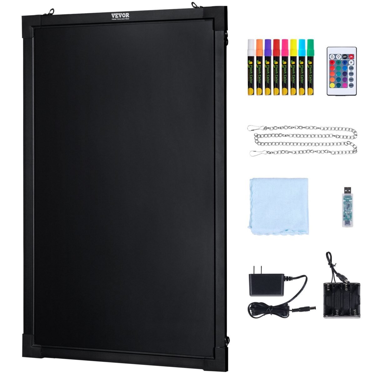 VEVOR A34 Wall-mounted 3040 LED Message Writing Board, 16"x12" Illuminated Erasable Lighted Chalkboard, Neon Effect Menu Sign Board, Drawing Board with 8 Fluorescent Chalk Markers and Remote Control, for Home Wedding Shop - Image 5