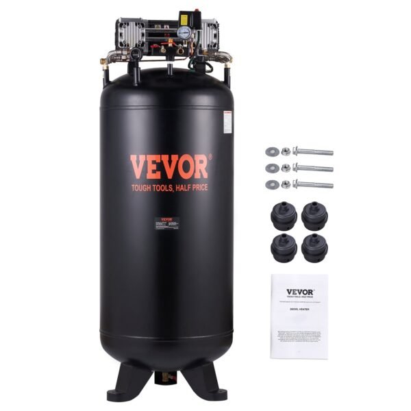 VEVOR FB3500-10A300 80 Gallon Air Compressor, 6.5HP 15.5SCFM@90 PSI, 2-Stage 145PSI Oil Free Stationary Air Compressor Tank, 86dB Ultra Quiet Compressor for Industrial Manufacturing, Construction Sites, Auto Repair