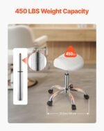 VEVOR MST003-3W Saddle Stool Swivel Stool with Wheels PU Leather Height Adjustable White - Image 12
