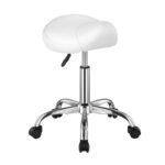 VEVOR MST003-3W Saddle Stool Swivel Stool with Wheels PU Leather Height Adjustable White