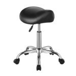 VEVOR MST003-3B Saddle Stool Swivel Stool with Wheels PU Leather Height Adjustable Black