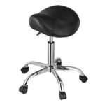VEVOR MST003-3B Saddle Stool Swivel Stool with Wheels PU Leather Height Adjustable Black - Image 3