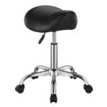 VEVOR MST003-3B Saddle Stool Swivel Stool with Wheels PU Leather Height Adjustable Black - Image 2