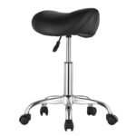 VEVOR MST003-3B Saddle Stool Swivel Stool with Wheels PU Leather Height Adjustable Black - Image 5