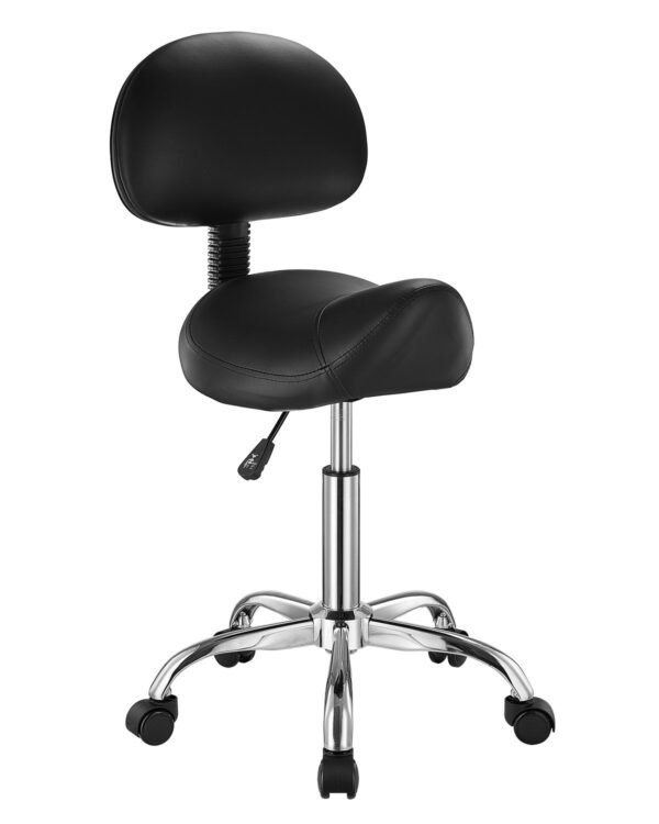 VEVOR MST003-4 Saddle Stool Swivel Stool with Backrest PU Leather Height Adjustable Black