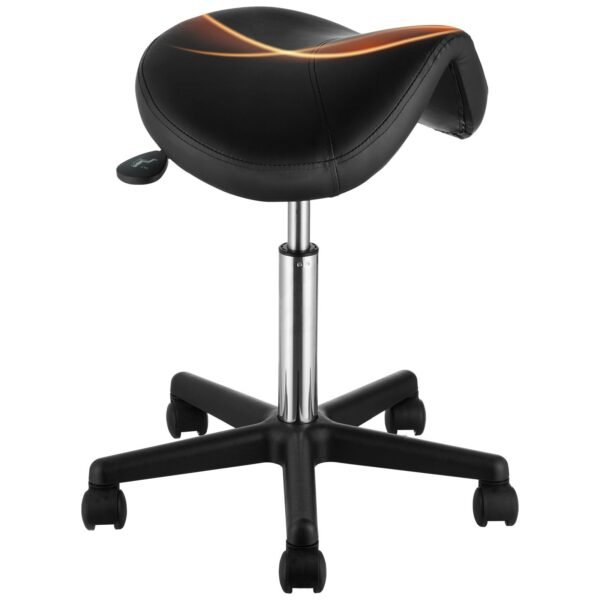 VEVOR MST003-2 Saddle Stool with Wheels, 400 LBS Weight Capacity, Height Adjustable Thickened PU Leather Swivel Saddle Stool Chair for Salon, Spa, Tattoo, Clinic, Black