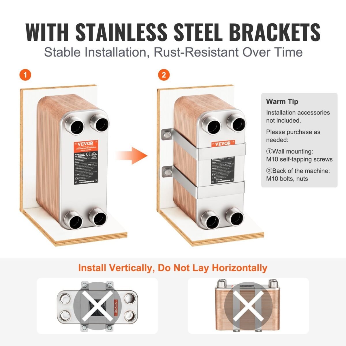VEVOR EATB28-80 Heat Exchanger, 5"x 12" 80 Plates - Image 8