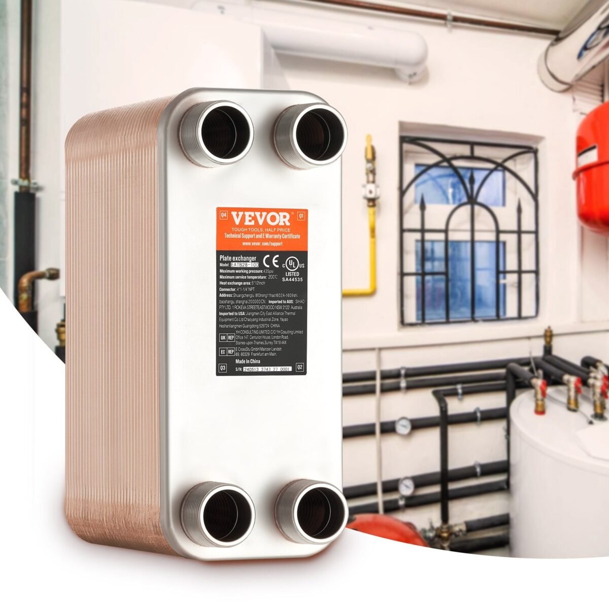 VEVOR EATB28-80 Heat Exchanger, 5"x 12" 80 Plates - Image 6