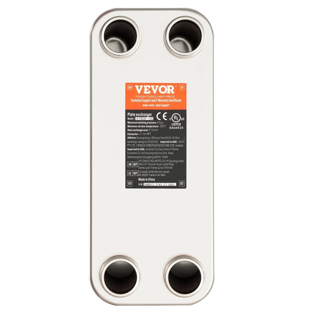 VEVOR EATB28-80 Heat Exchanger, 5"x 12" 80 Plates - Image 2