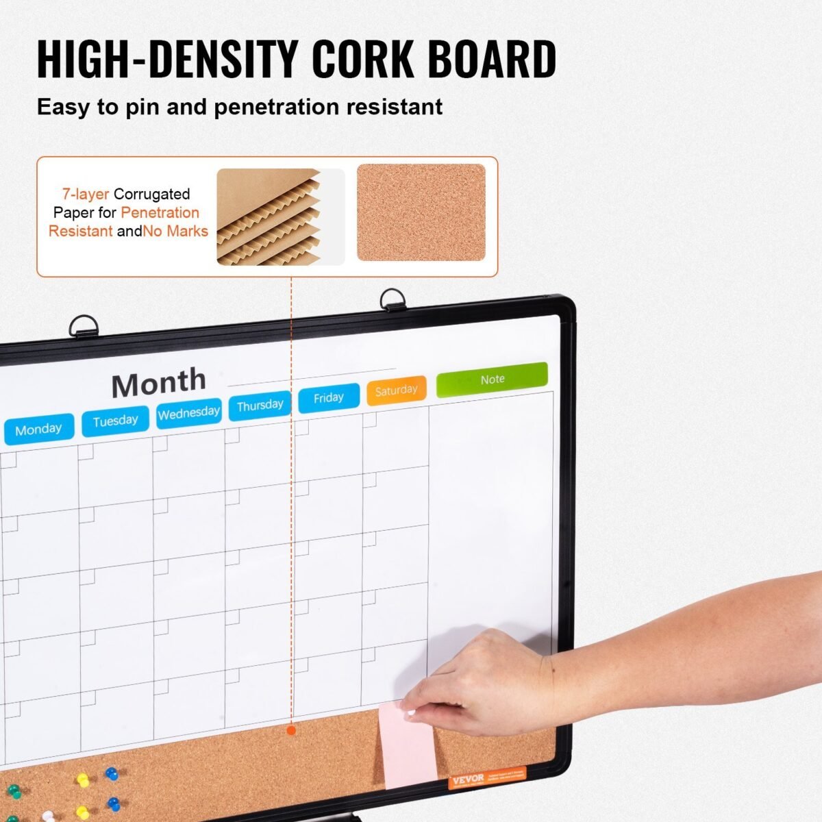 VEVOR A210-1824CPW Cork Board for Walls, Double-Sided Cork 24" x 18" Bulletin Board Vision Board, Push Pin Board with Framed for Office Home and School - Image 10