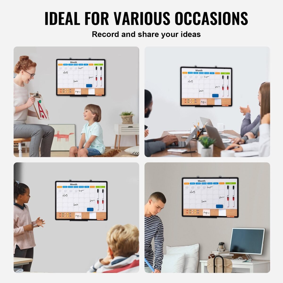 VEVOR A210-1824CPW Cork Board for Walls, Double-Sided Cork 24" x 18" Bulletin Board Vision Board, Push Pin Board with Framed for Office Home and School - Image 8
