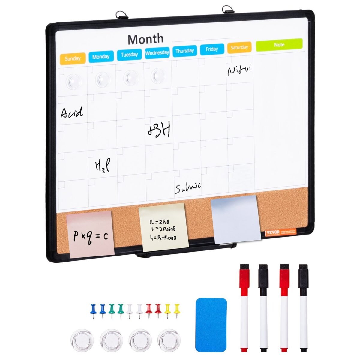 VEVOR A210-1824CPW Cork Board for Walls, Double-Sided Cork 24" x 18" Bulletin Board Vision Board, Push Pin Board with Framed for Office Home and School - Image 1