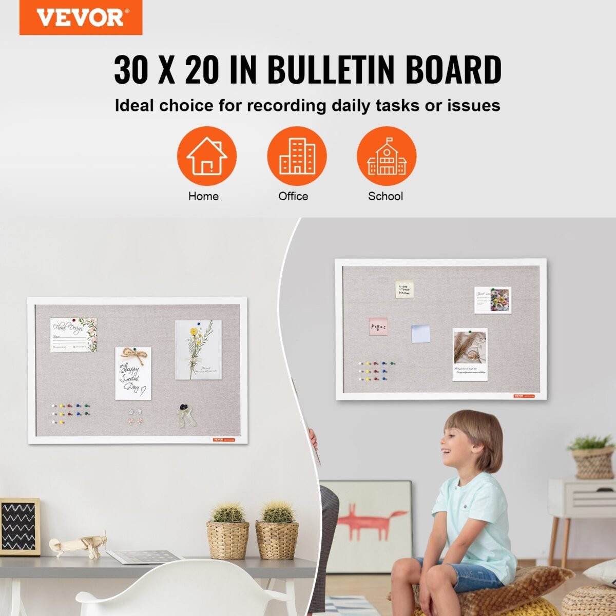 VEVOR MPL-2030 30"x20" White Cork Board with Linen Surface – Stylish Wall-Mounted Bulletin Board for Home, School, Office – Elegant & Functional Noticeboard - Image 12