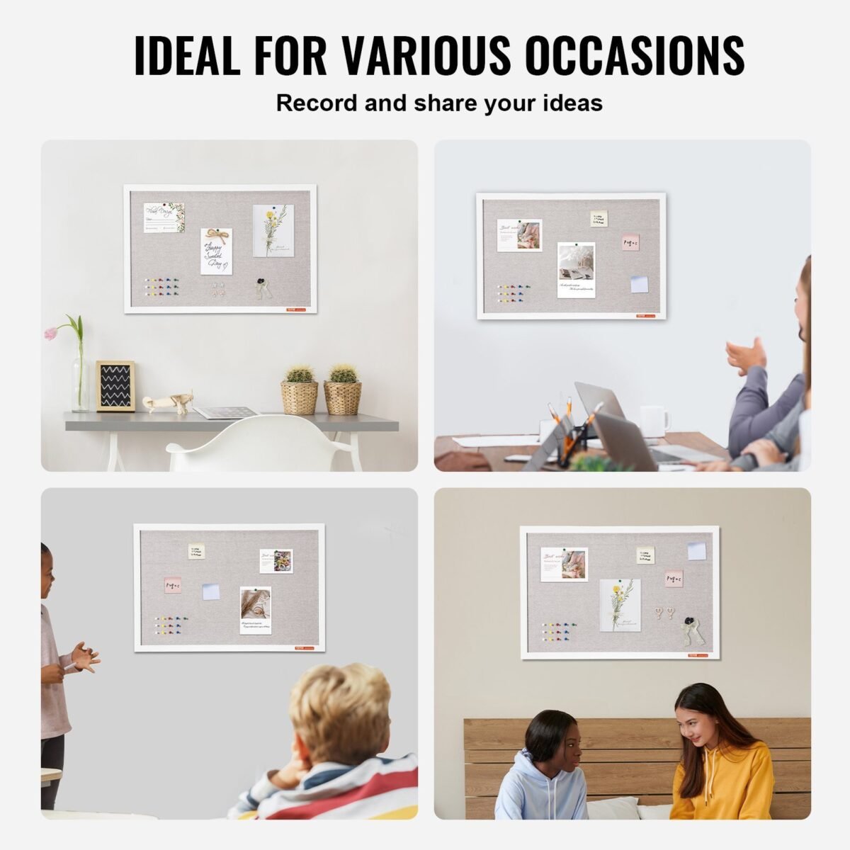 VEVOR MPL-2030 30"x20" White Cork Board with Linen Surface – Stylish Wall-Mounted Bulletin Board for Home, School, Office – Elegant & Functional Noticeboard - Image 8