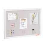 VEVOR MPL-2030 30"x20" White Cork Board with Linen Surface – Stylish Wall-Mounted Bulletin Board for Home, School, Office – Elegant & Functional Noticeboard
