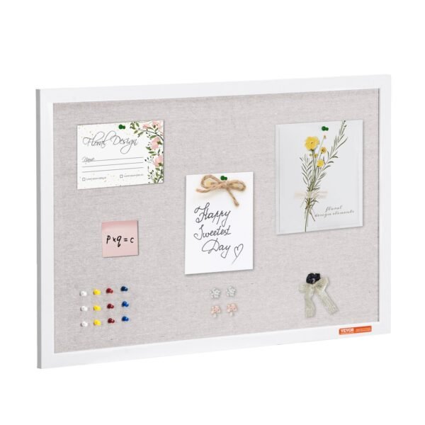 VEVOR MPL-2030 30"x20" White Cork Board with Linen Surface – Stylish Wall-Mounted Bulletin Board for Home, School, Office – Elegant & Functional Noticeboard