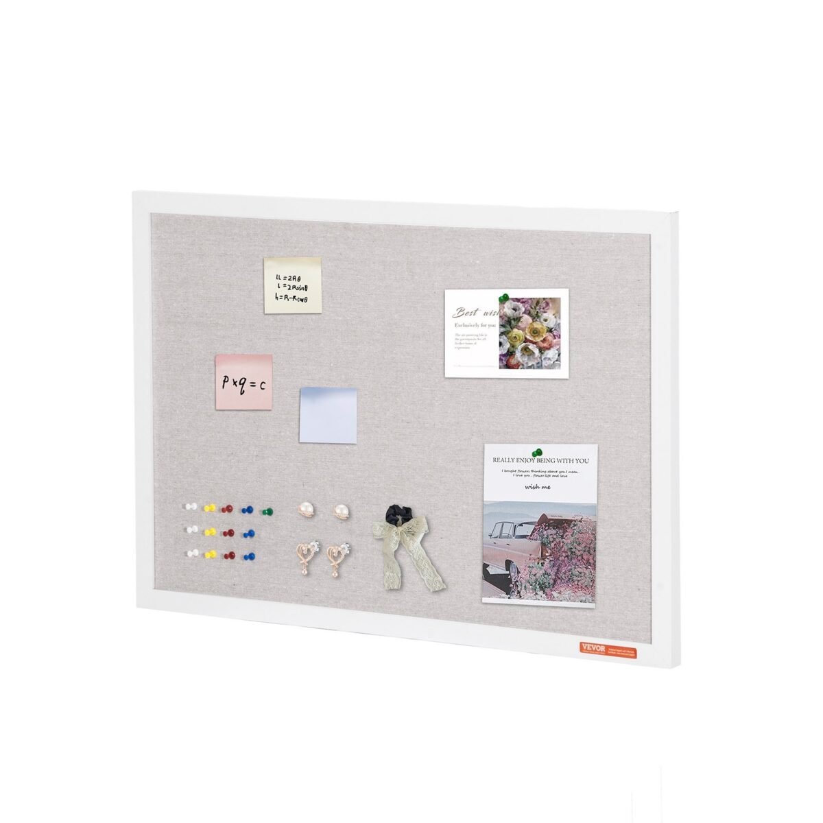 VEVOR MPL-2030 30"x20" White Cork Board with Linen Surface – Stylish Wall-Mounted Bulletin Board for Home, School, Office – Elegant & Functional Noticeboard - Image 4