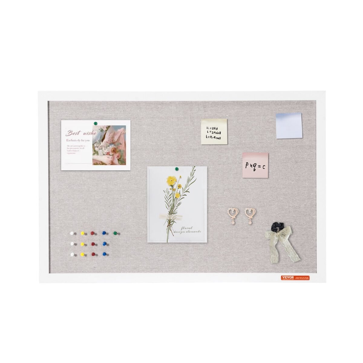 VEVOR MPL-2030 30"x20" White Cork Board with Linen Surface – Stylish Wall-Mounted Bulletin Board for Home, School, Office – Elegant & Functional Noticeboard - Image 5