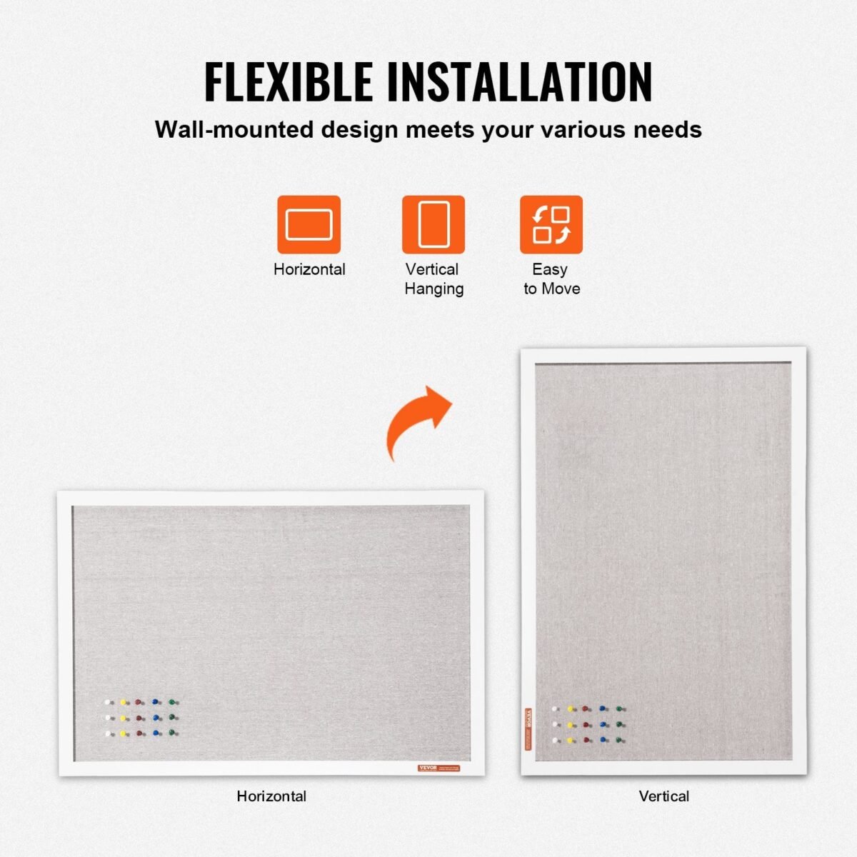 VEVOR CCB-2436 36"x24" White Cork Board with Linen Surface – Stylish Wall-Mounted Bulletin Board for Home, School, Office – Elegant & Functional Noticeboard - Image 10