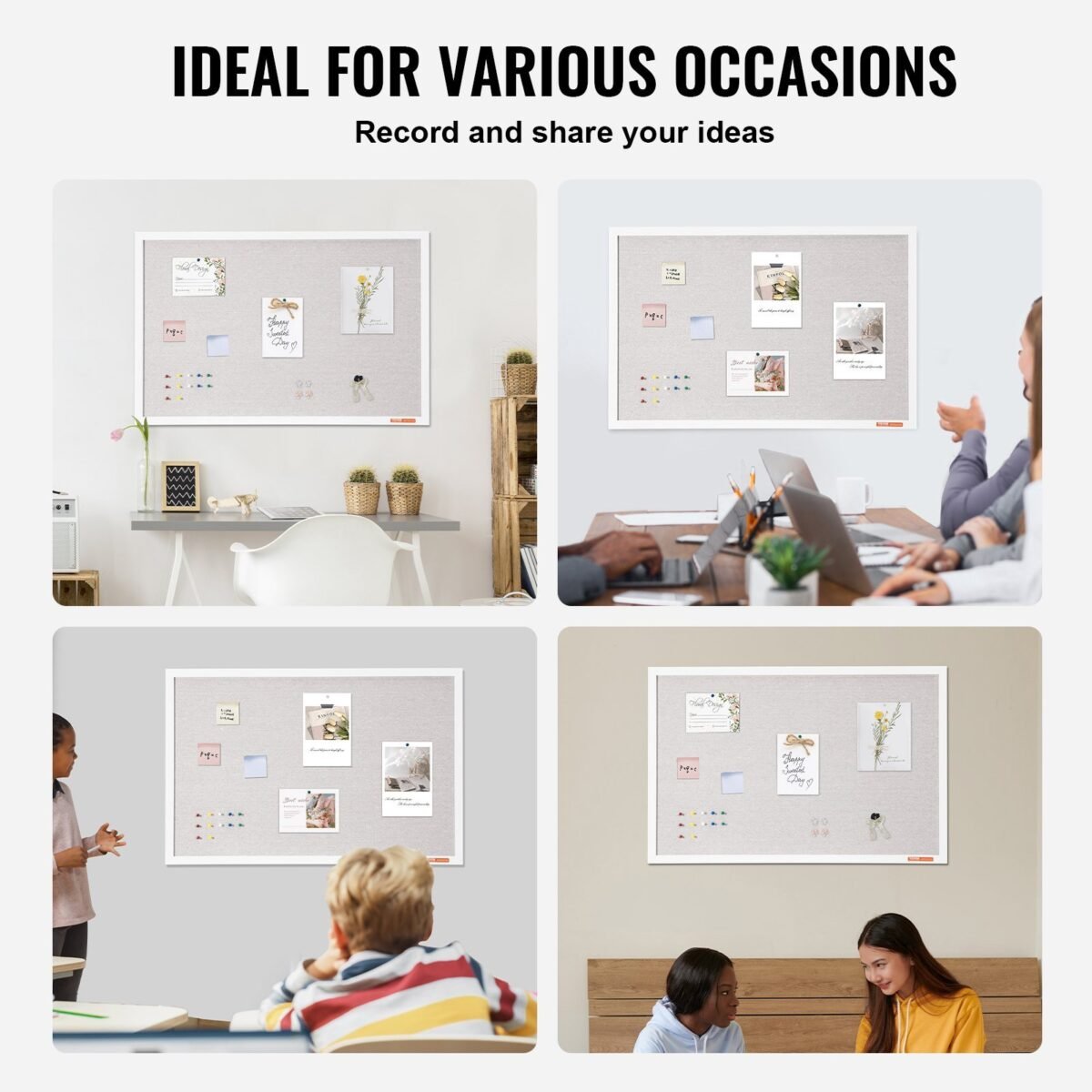VEVOR CCB-2436 36"x24" White Cork Board with Linen Surface – Stylish Wall-Mounted Bulletin Board for Home, School, Office – Elegant & Functional Noticeboard - Image 8