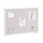 VEVOR CCB-2436 36"x24" White Cork Board with Linen Surface – Stylish Wall-Mounted Bulletin Board for Home, School, Office – Elegant & Functional Noticeboard