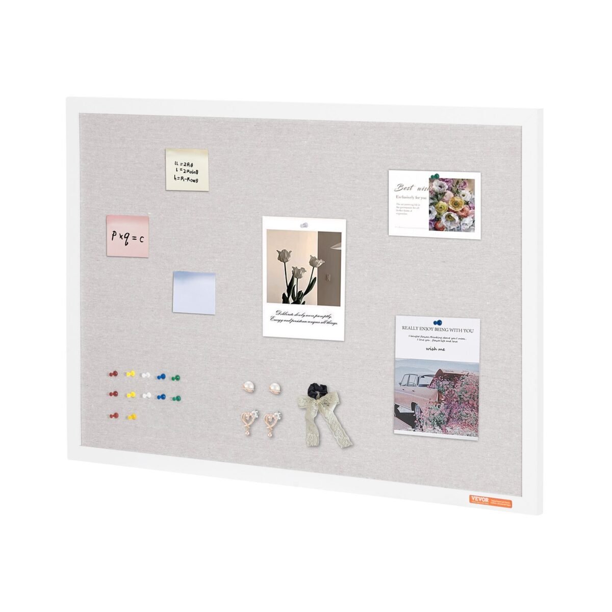 VEVOR CCB-2436 36"x24" White Cork Board with Linen Surface – Stylish Wall-Mounted Bulletin Board for Home, School, Office – Elegant & Functional Noticeboard - Image 4