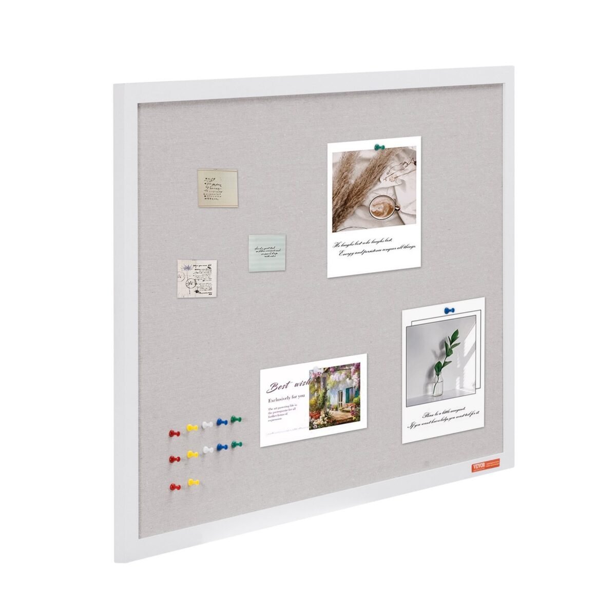 VEVOR CCB-2436 36"x24" White Cork Board with Linen Surface – Stylish Wall-Mounted Bulletin Board for Home, School, Office – Elegant & Functional Noticeboard - Image 2