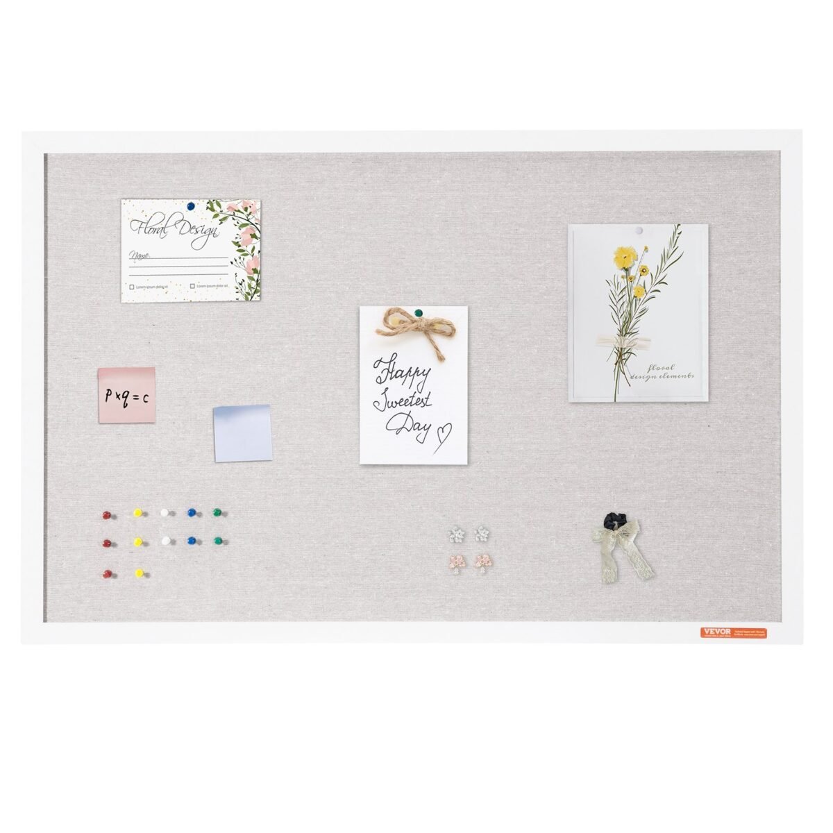 VEVOR CCB-2436 36"x24" White Cork Board with Linen Surface – Stylish Wall-Mounted Bulletin Board for Home, School, Office – Elegant & Functional Noticeboard - Image 5