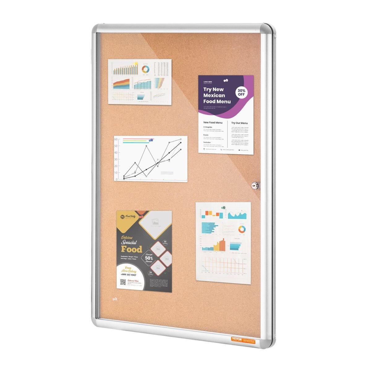 VEVOR CCB-2436 36"x24" Enclosed Cork Board with Aluminum Frame – Lockable Bulletin Board with Acrylic Door & 2 Keys – Weather-Resistant Wall Display Case for School, Home, Office - Image 4