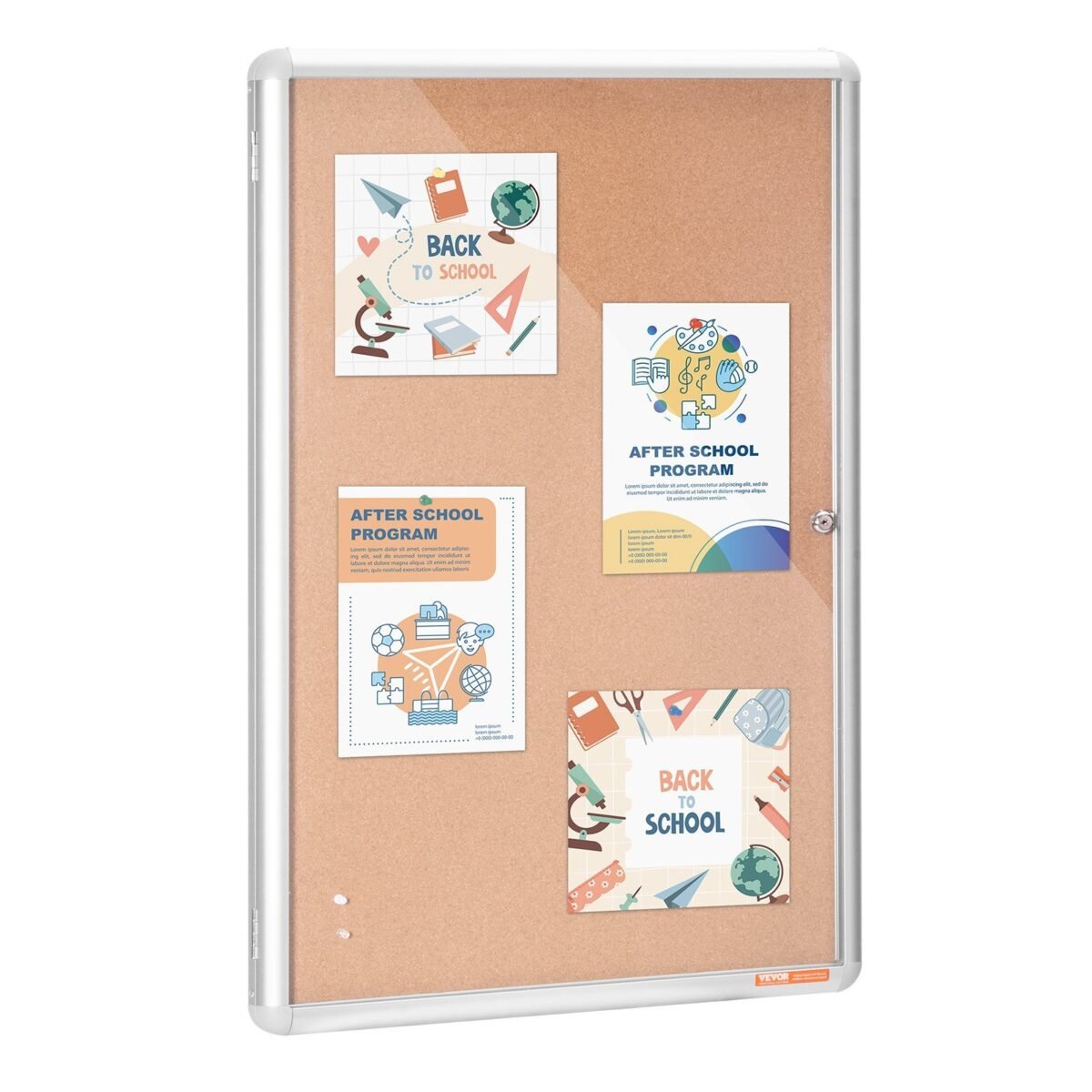 VEVOR CCB-2436 36"x24" Enclosed Cork Board with Aluminum Frame – Lockable Bulletin Board with Acrylic Door & 2 Keys – Weather-Resistant Wall Display Case for School, Home, Office - Image 3