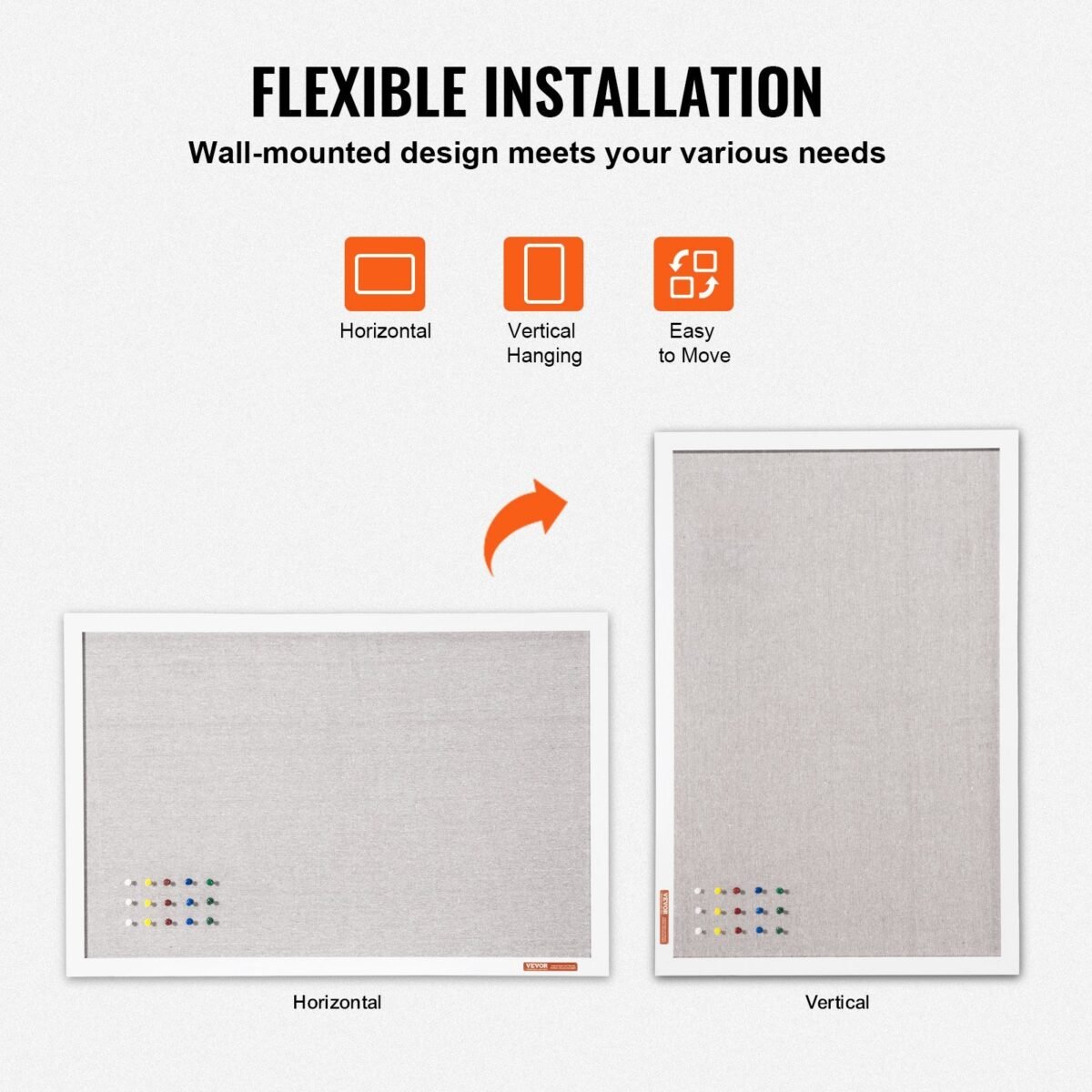 VEVOR MPL-4836 48"x36" White Cork Board with Linen Surface Wall-Mounted Bulletin Board - Image 10