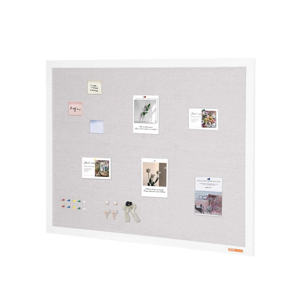 VEVOR MPL-4836 48"x36" White Cork Board with Linen Surface Wall-Mounted Bulletin Board - Image 4