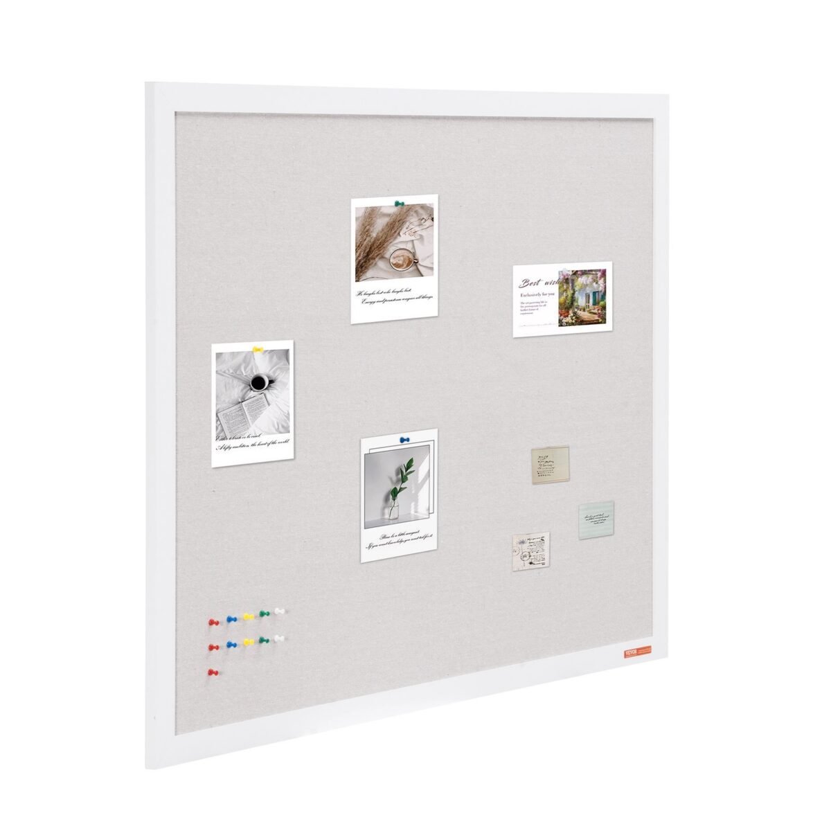 VEVOR MPL-4836 48"x36" White Cork Board with Linen Surface Wall-Mounted Bulletin Board - Image 2