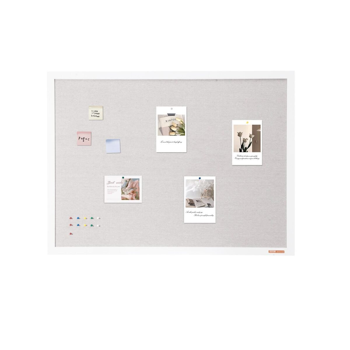 VEVOR MPL-4836 48"x36" White Cork Board with Linen Surface Wall-Mounted Bulletin Board - Image 5