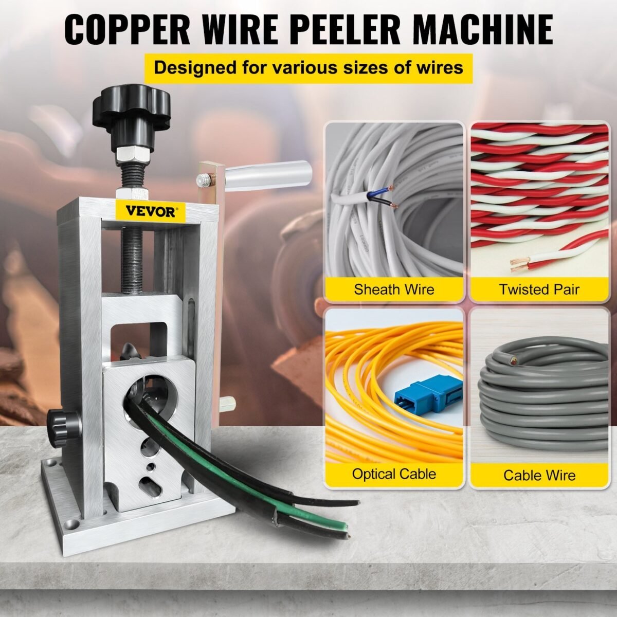 VEVOR Wire Stripping Machine, 0.06-1.57 inches - Image 12