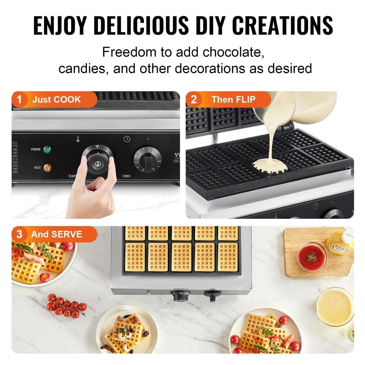 VEVOR HT-10 10PCS Commercial Waffle Maker - Image 8