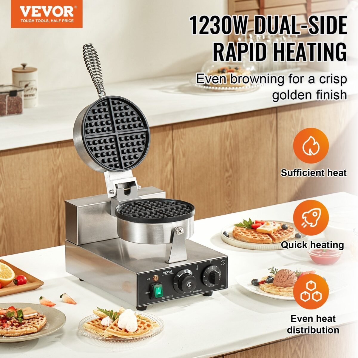 VEVOR HT-1 Commercial Waffle Maker - Image 12