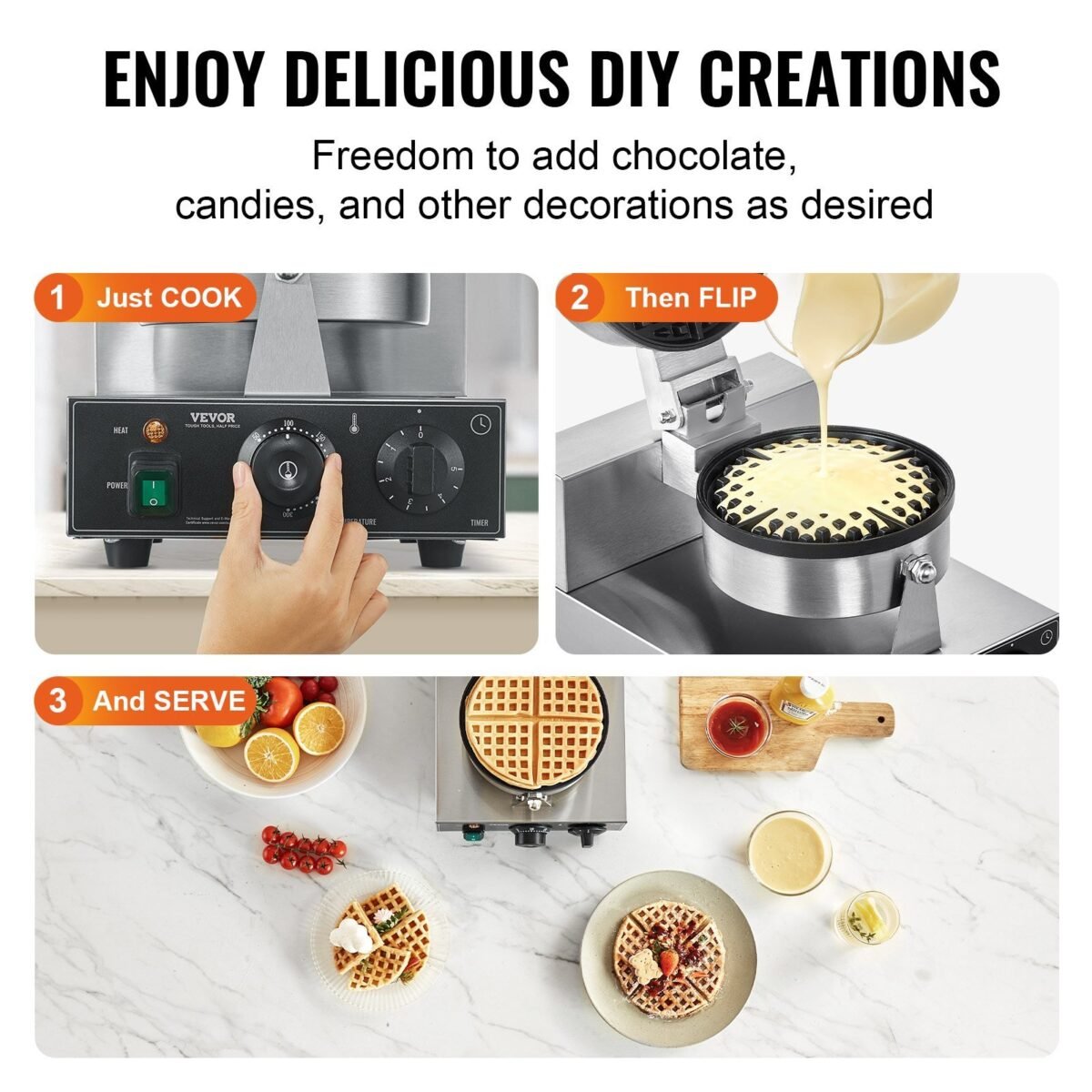 VEVOR HT-1 Commercial Waffle Maker - Image 8