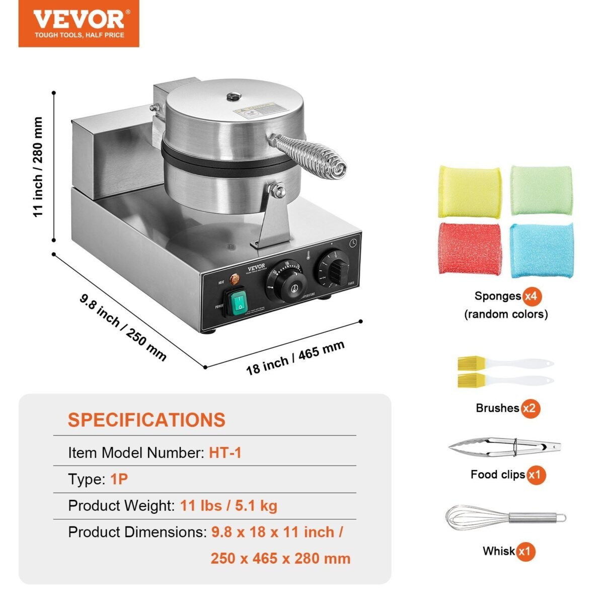 VEVOR HT-1 Commercial Waffle Maker - Image 7